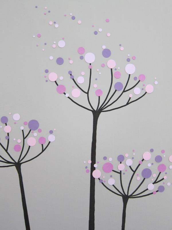DIY violetit värit moderni kangas tulostaa puun kruunu