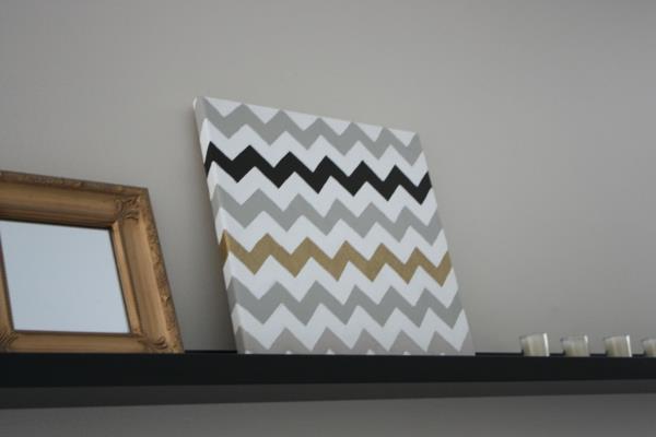 DIY moderni kangaskuva Chevron harmaa