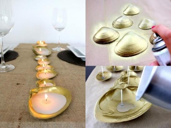 DIY kesäpöydän sisustusideoita simpukoilla
