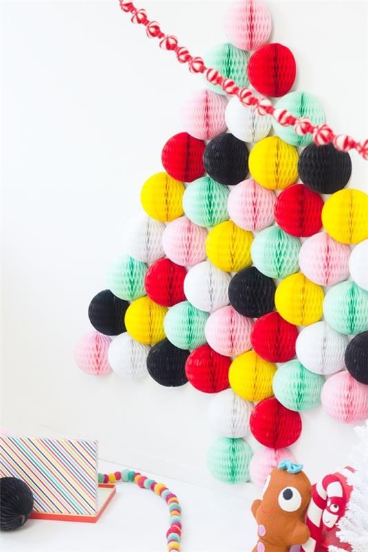 DIY joulukoristeita ideoita origami joulukuusi värillinen luova