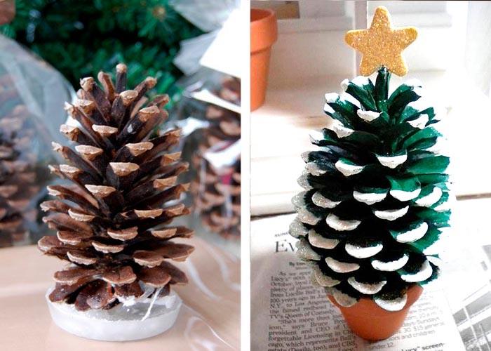 diy joulupöydän koristelu pöydän koristelu männynkäpyillä