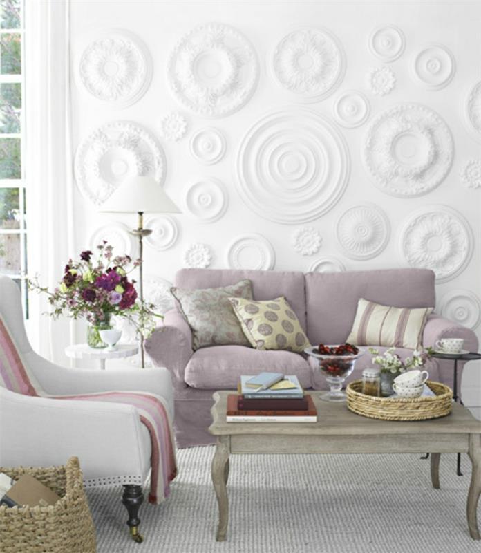 DIY -kodin ideoita seinäkoristeiden seinän suunnittelu valkoiset helpotusruusut