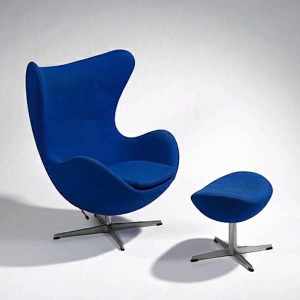 Tanskalaiset designkalusteet Arne Jacobsen -munatuoli sininen