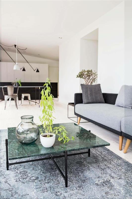 tanskalainen muotoilu skandinaaviseen tyyliin olohuoneen sohvapöytä marmori