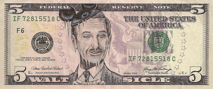 dollarin setelit walt disney kasvot muuntaa meidät dollari euroiksi