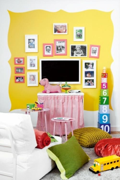hallitseva keltainen iloinen väri leikkihuone talo tasainen huoneisto
