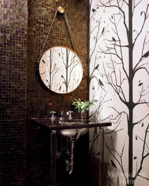 tumma kylpyhuone sisustus sisustus idea peili suunnittelu luonteen motiiveja