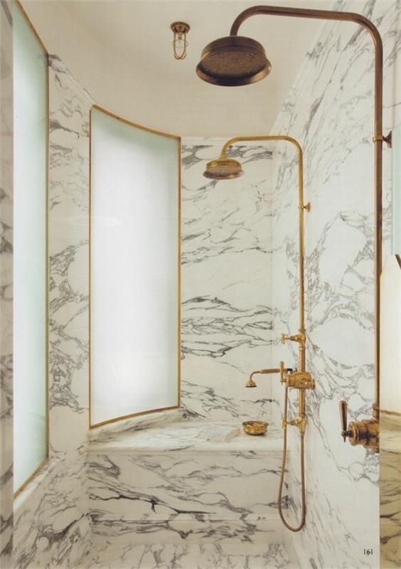suihku uudistaa kultaiset kylpyhuoneen hana marmoriseinät