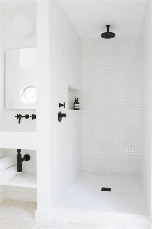 suihku uusittu musta kylpyhuonehana