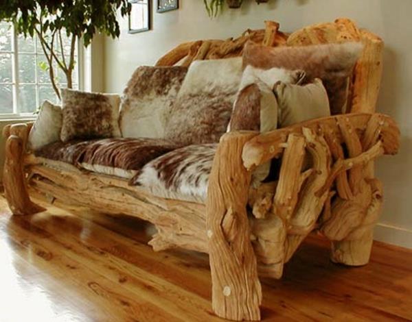aidot puukalusteet luonnonpuusta valmistettu sohva