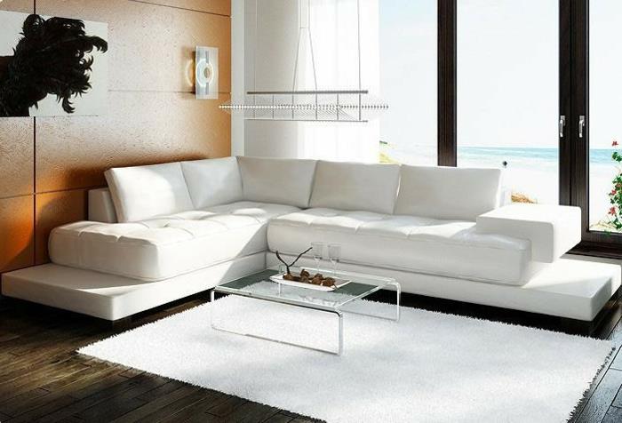 kulmasohva valkoinen sohva valkoinen matto seinäpaneelit