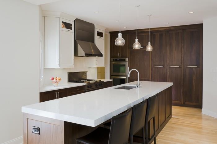 kauniita eläviä ideoita modernit ruskeat kaapit keittiön keittiön saarelle valkoisella työtasolla