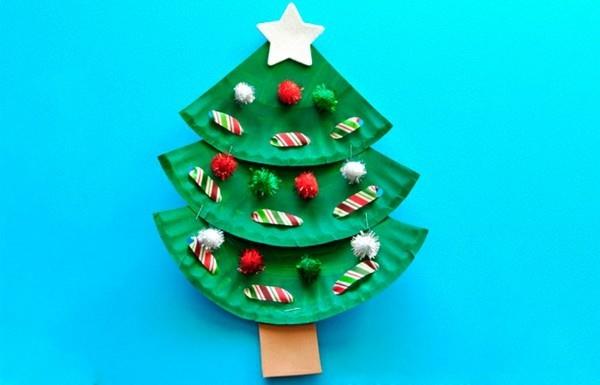tehdä yksinkertainen joulukuusi paperilevyillä