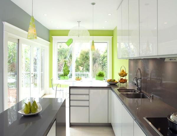 sisustusideoita keittiön seinän väri valkoinen vihreä