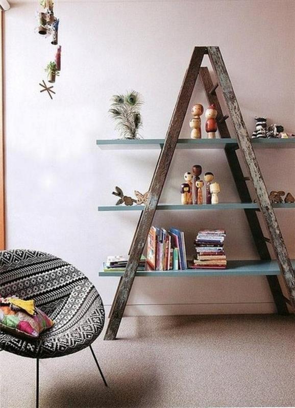 Kierrätysideoita sisustusesimerkkejä sisustusideoita diy -ideoita puiset tikkaat 6