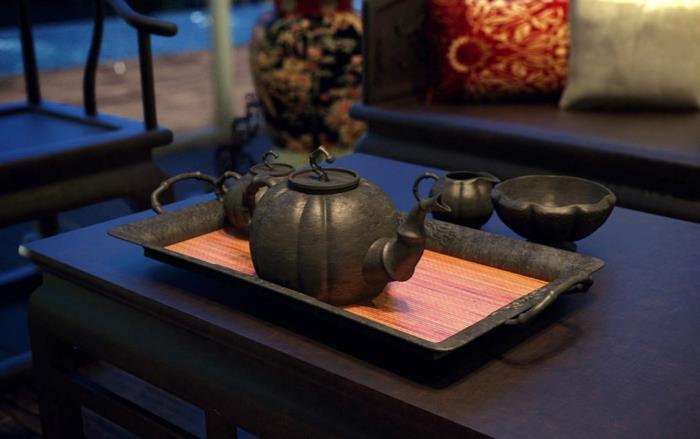 sisustusesimerkkejä sisustussuunnittelu elävä tyylikkyys aasia huoneisto sisustusesimerkit aasia asumisideat huonekalut teeastiat