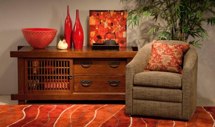 sisustusesimerkkejä sisustussuunnittelu elävä tyylikkyys aasia huoneisto sisustusesimerkit aasialaiset asumisideat huonekalut