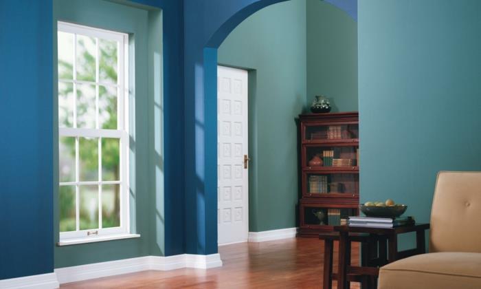 sisustusesimerkit trendi väri seinän suunnittelu seinän suunnittelu sinivihreä ikkuna
