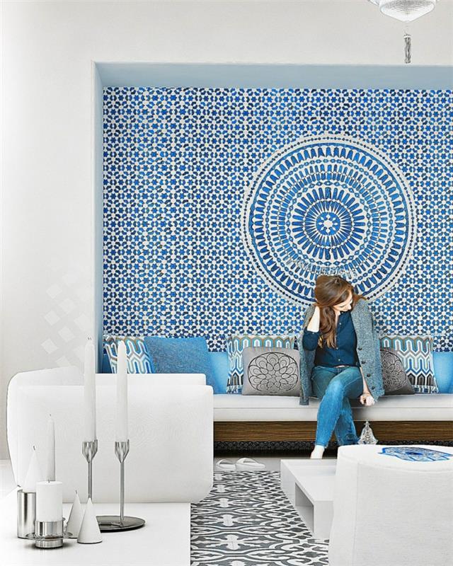 trendi väri seinän suunnittelu seinän suunnittelu sinivihreä marokko
