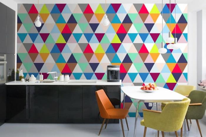 sisustusesimerkkejä eläviä ideoita sisustusideoita geometria väri älykäs kirkas rakenne seinä tarra seinä suunnittelu