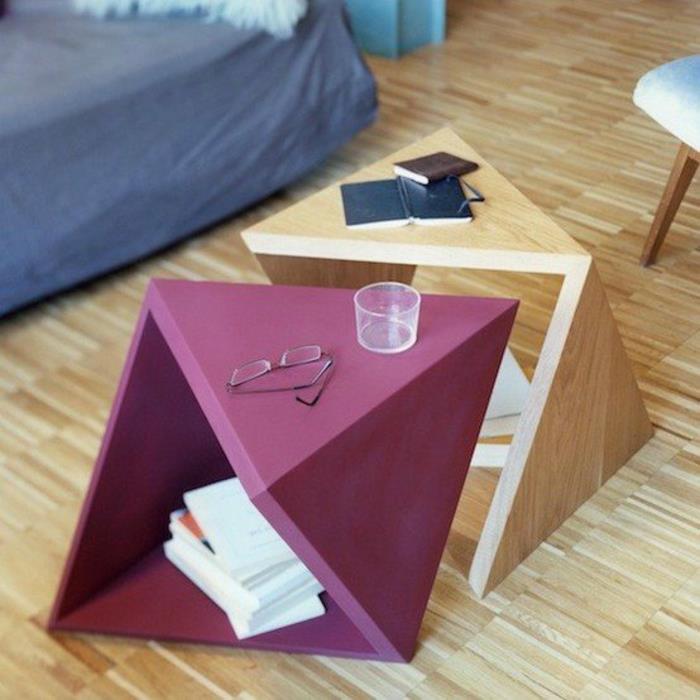 eläviä ideoita koristeideoita geometria väri leikkisiä sivupöytiä