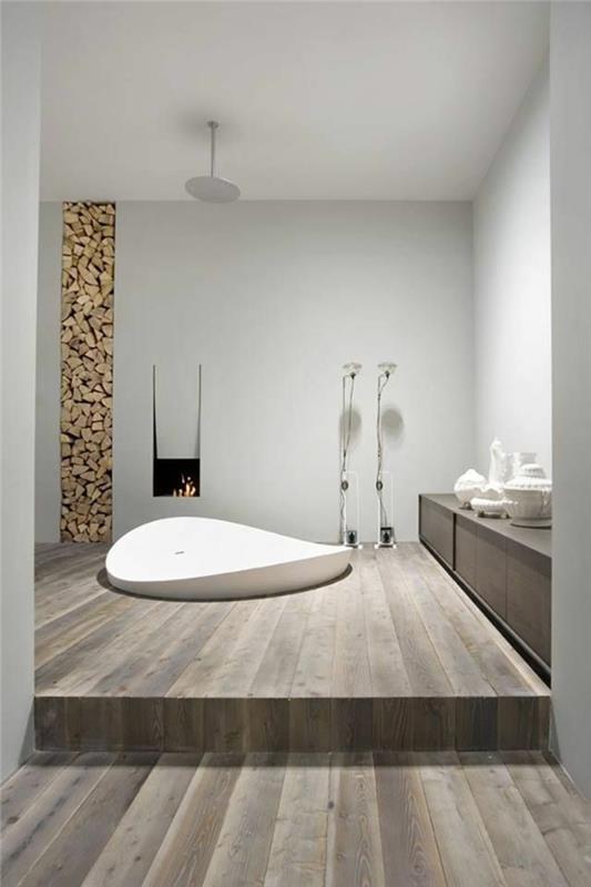 sisustusideoita kylpyhuoneen suunnittelu takka epätavallinen kylpyamme