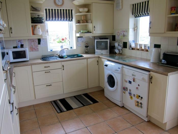 sisustusideoita pienet huoneet elävät ideat keittiö pesukone integroida