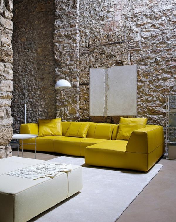 sisustusideoita huonekalut moderni keltainen sohva
