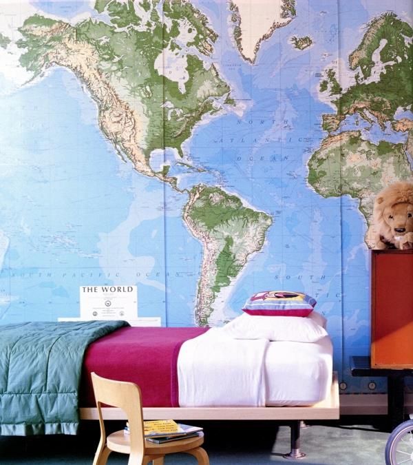 sisustusideoita huonekalut moderni maailmankartta seinäsuunnittelu