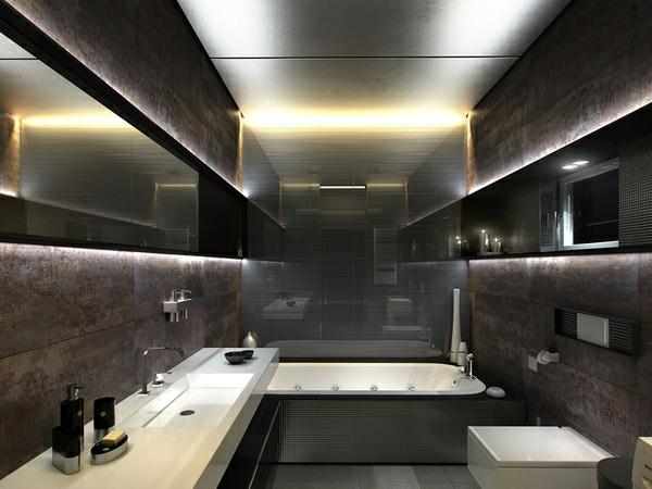 sisustusideoita moderni kylpyhuone tummat värit