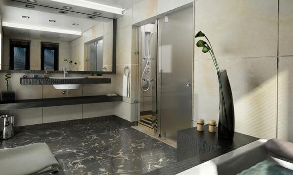 sisustusideoita moderni kylpyhuone harmaa kylpyhuonekalusteet