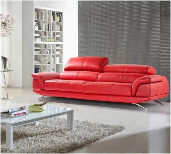 pitkäkestoinen sohva nahkahuonekalut punainen