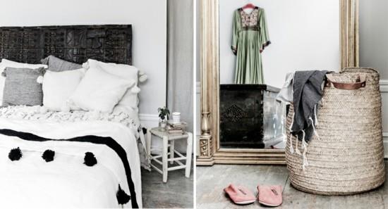 sisustusideoita makuuhuone scandi boho -tyyliin