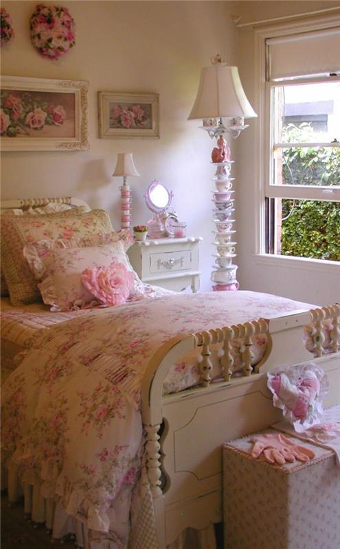 sisustusideoita makuuhuone nainen kukka kuvio seinäkoriste