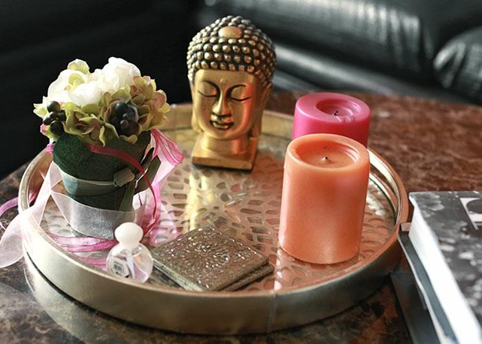 sisustusideoita kauniita sisustusideoita buddhahahmo kynttilöitä