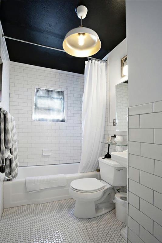 sisustusideoita kylpyhuoneen musta katto kauniin kontrastin aikaansaamiseksi