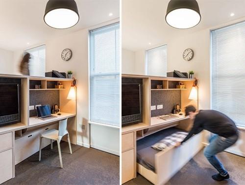 Kalusta yhden huoneen huoneisto mukava ergonominen muotoilu