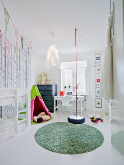 eklektinen vauvan huoneen sisustusideoita ainutlaatuinen pehmeä matto