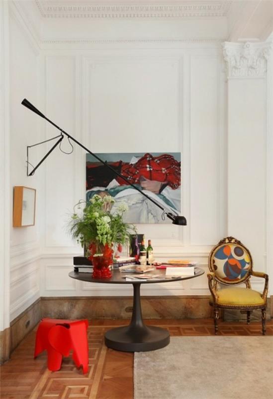 eklektinen sisustusideoita värit huonekalut moderni klassikko