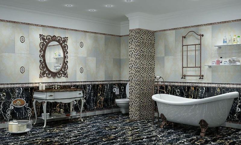 empire -tyylinen kylpyhuone vapaasti seisova kylpyamme