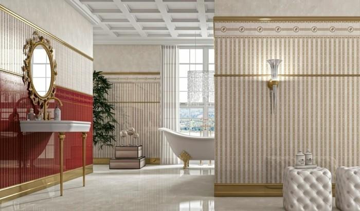 Englantilainen maalaistyylinen kylpyhuonekalustus ylellinen kylpyhuone kultaiset seinälaatat