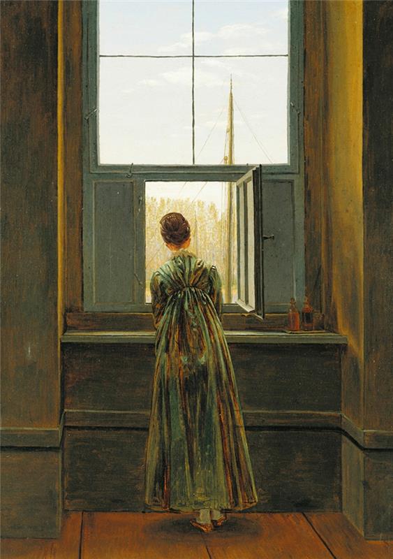romantiikan aikakausi Caspar David Friedrichin naisen ikkunassa