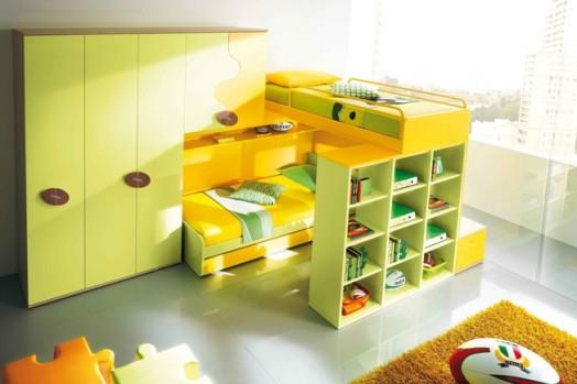 ergonominen lastenhuone muotoilee modernia vihreää keltaista yhdistettynä