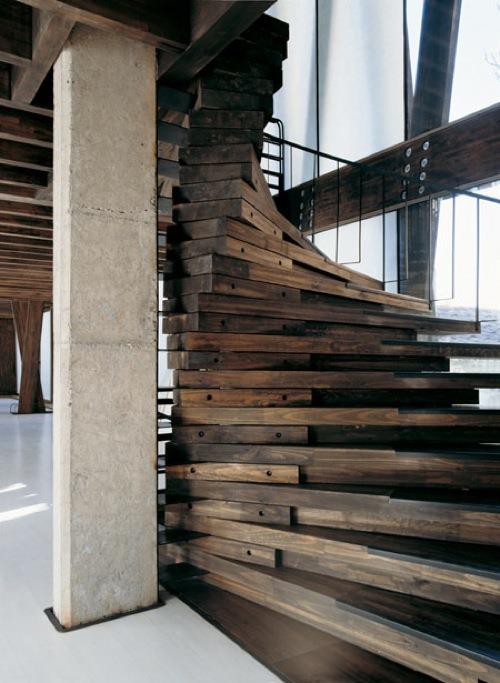 hämmästyttävä innovatiivinen portaat puu maalaismainen alberto mozo