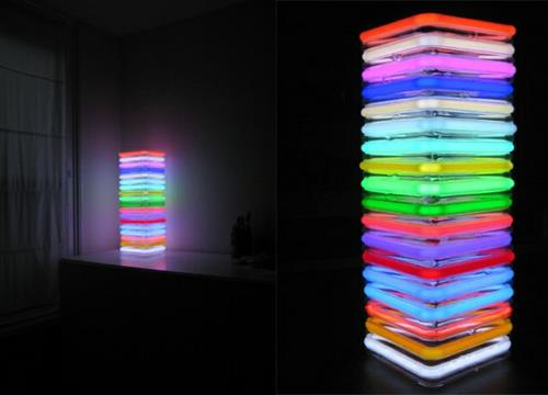 hämmästyttäviä trendikkäitä lamppuideoita värikäs hehkuva lattiavalaisin neliö