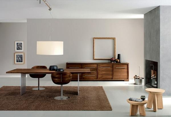 moderni ruokasali kalustus minimalistinen ruokapöytä puukalusteet betoni näyttää seinät matto