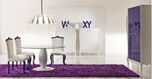 ruokasalin kalusteet moda symphonie14 matto violetti valkoinen