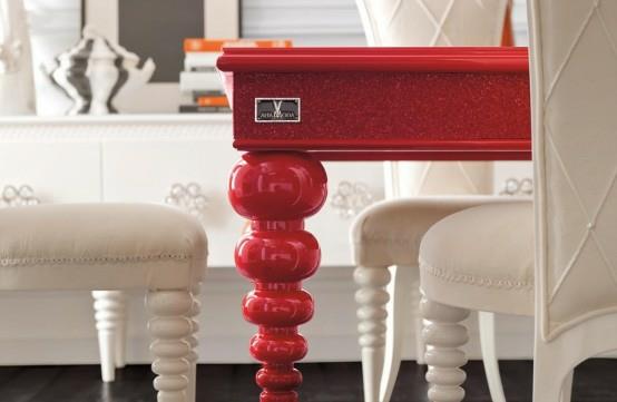 ruokasalin kalusteet punainen valkoinen pöytäjalkaelementti