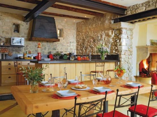 ruokasali ranskalainen maalaismainen idea punainen istuinlevy puulasi