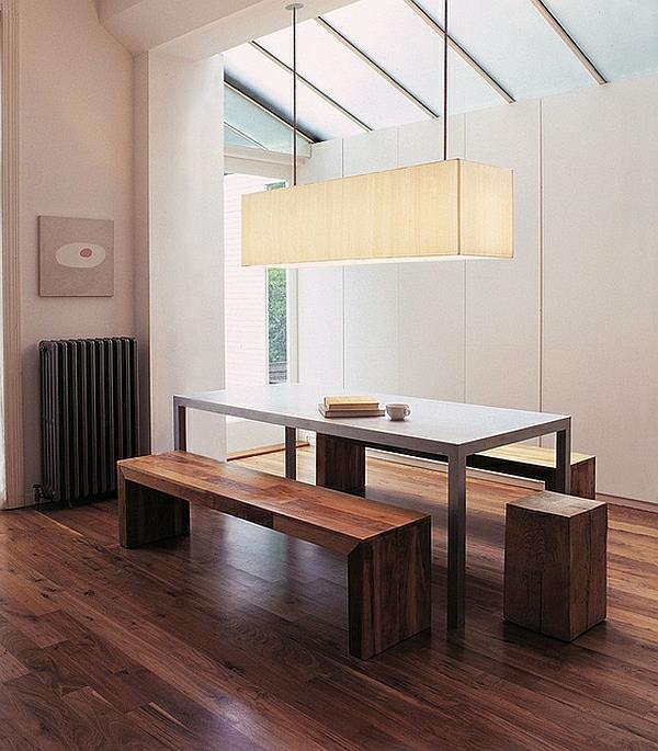 ruokasali puulattia puinen penkki moderni minimalistinen
